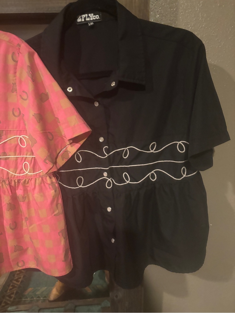 2F LyCo Black Button-Down Peplum Shirt ALL THREE T HAS TAGS ONE PRICE 3tops